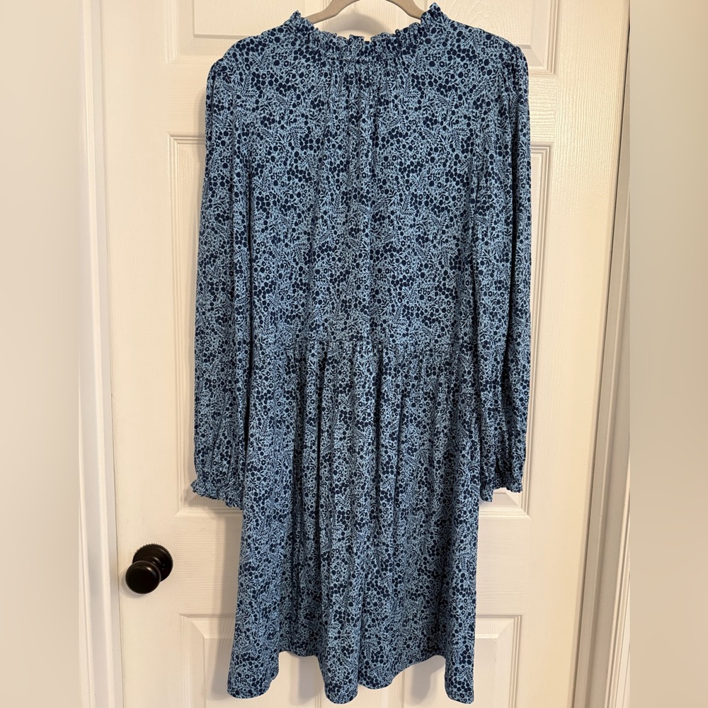 Boden Blue m Dress with Bishop Sleeves